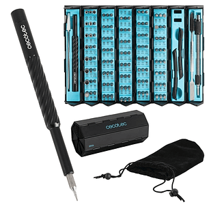 Cecotec PrecissionGyro 300 Infinity Destornillador de Precision - 128 Piezas - Incluye Accesorios - Estuche Plegable con Magnetizador - Color Negro
