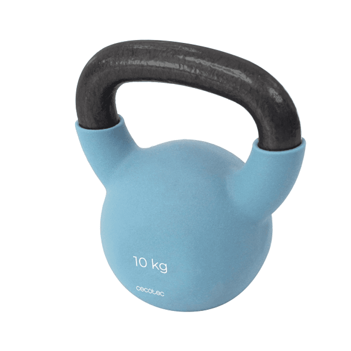 Cecotec Drumfit KettleBell 10000 Neo Pesa Rusa de 10kg - Recubrimiento de Neopreno - Hierro Fundido - Agarre Ergonomico - 18.7cmx15cmx21cm - Color Azu 1