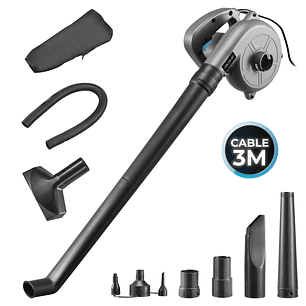 Cecotec AirForce 720 Soplador Aspirador de Hojas - 700W - Cable 3m - Incluye Accesorios - Multifuncion - Velocidad hasta 190km/h - Color Gris
