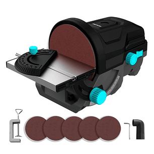 Cecotec PerfectSurface 1000 Stand Disc Lijadora de Disco de Sobremesa - 140W - Incluye Accesorios - Conector para Aspiradora - Color Negro