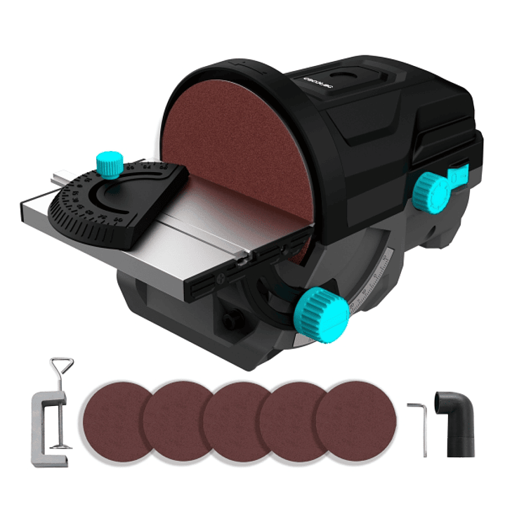 Cecotec PerfectSurface 1000 Stand Disc Lijadora de Disco de Sobremesa - 140W - Incluye Accesorios - Conector para Aspiradora - Color Negro 1