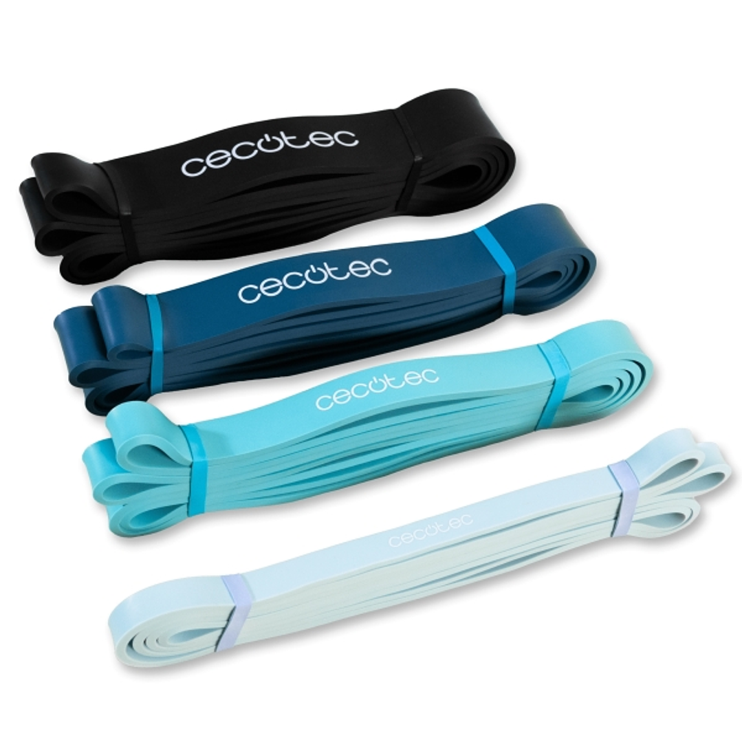Cecotec DrumFit Power Band Set Set de 4 Bandas Elasticas de 15 a 60kg - Bolsa de Transporte - Latex - Color Surtido 1