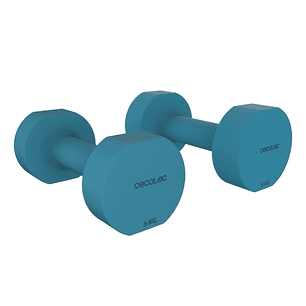 Cecotec Drumfit 500 DoubleNeo Set de 2 Mancuernas de 5kg - Antideslizante - Recubrimiento de Neopreno - Antideslizante - Hexagonales - 20.5x10.5x10cm 