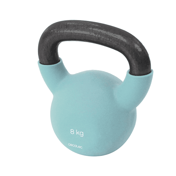 Cecotec Drumfit KettleBell 8000 Neo Pesa Rusa de 8kg - Recubrimiento de Neopreno - Hierro Fundido - Agarre Ergonomico - 17.9cmx12.8cmx20cm - Color Tur 1