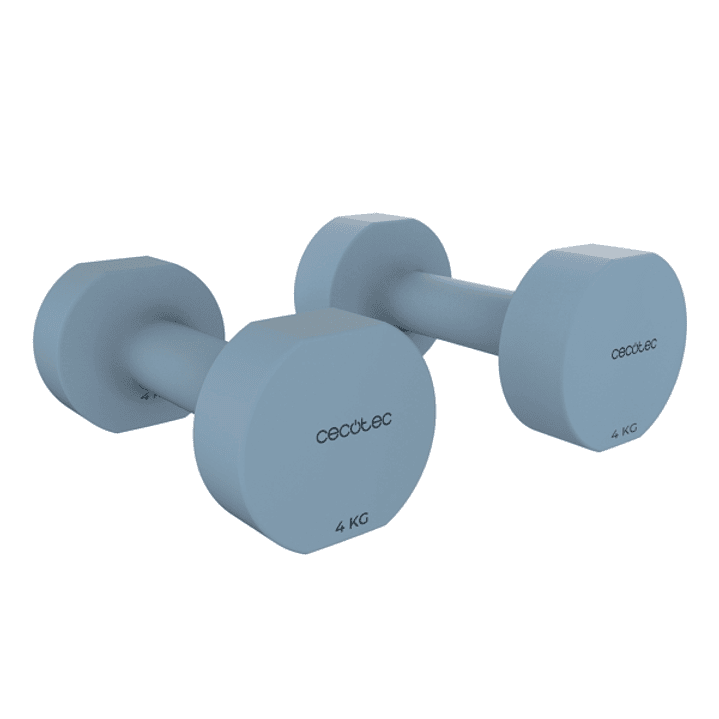Cecotec Drumfit 400 DoubleNeo Set de 2 Mancuernas de 4kg - Antideslizante - Recubrimiento de Neopreno - Antideslizante - Hexagonales - 19x10x9cm - Col 1
