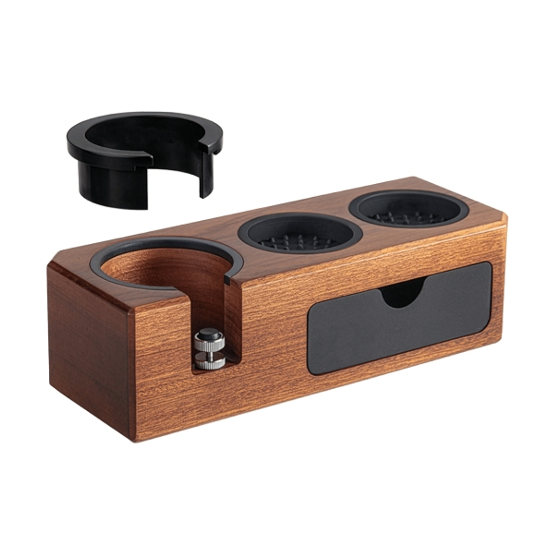 Cecotec Baristeo WoodTamperStation Estacion de Prensado 3 en 1 - Incluye Accesorios - Antideslizante - Portafiltros Desde 51 a 58mm - Facil Limpieza - 1