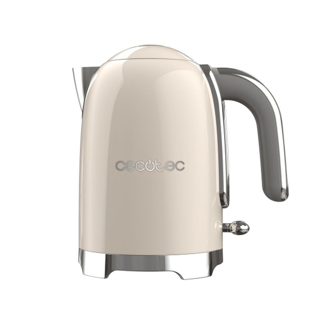 Cecotec Thermosense Oval Hervidor de Agua - 2200W - Capacidad 1.7L - Filtro Antical - Acero Inoxidable - Apagado Automatico - Color Beige 1