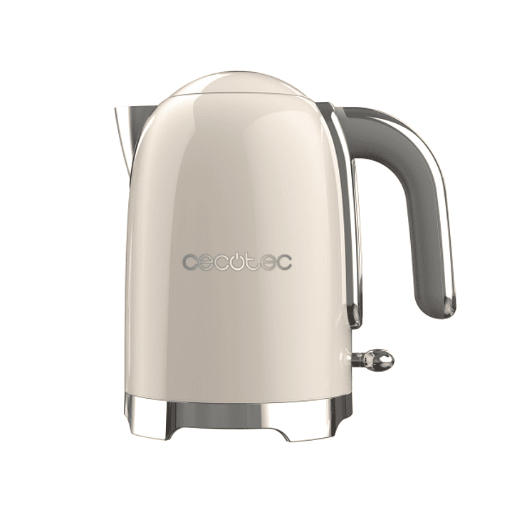 Cecotec Thermosense Oval Hervidor de Agua - 2200W - Capacidad 1.7L - Filtro Antical - Acero Inoxidable - Apagado Automatico - Color Beige 1