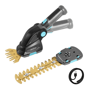 Cecotec TitaniumSword 2000 Hand Cortasetos Inalambrico 2 en 1 - Espada de 17cm - Mando Rotatorio - Bateria Integrada 7.2V - Cuchilla Frontal de 10cm -