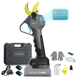 Cecotec TitanCut 3000 Tijeras de Podar Inalambricas - Ramas hasta 30mm - 400W - 2 Baterias 21V 2Ah - Pantalla Digital - Incluye Accesorios - Motor sin