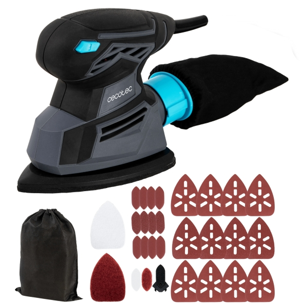 Cecotec PerfectSurface 125 Delta EasyGo Lijadora Electrica - 130W - Velocidad 13.500rpm - Cable 2m - Incluye Accesorios - Color Gris Oscuro 1