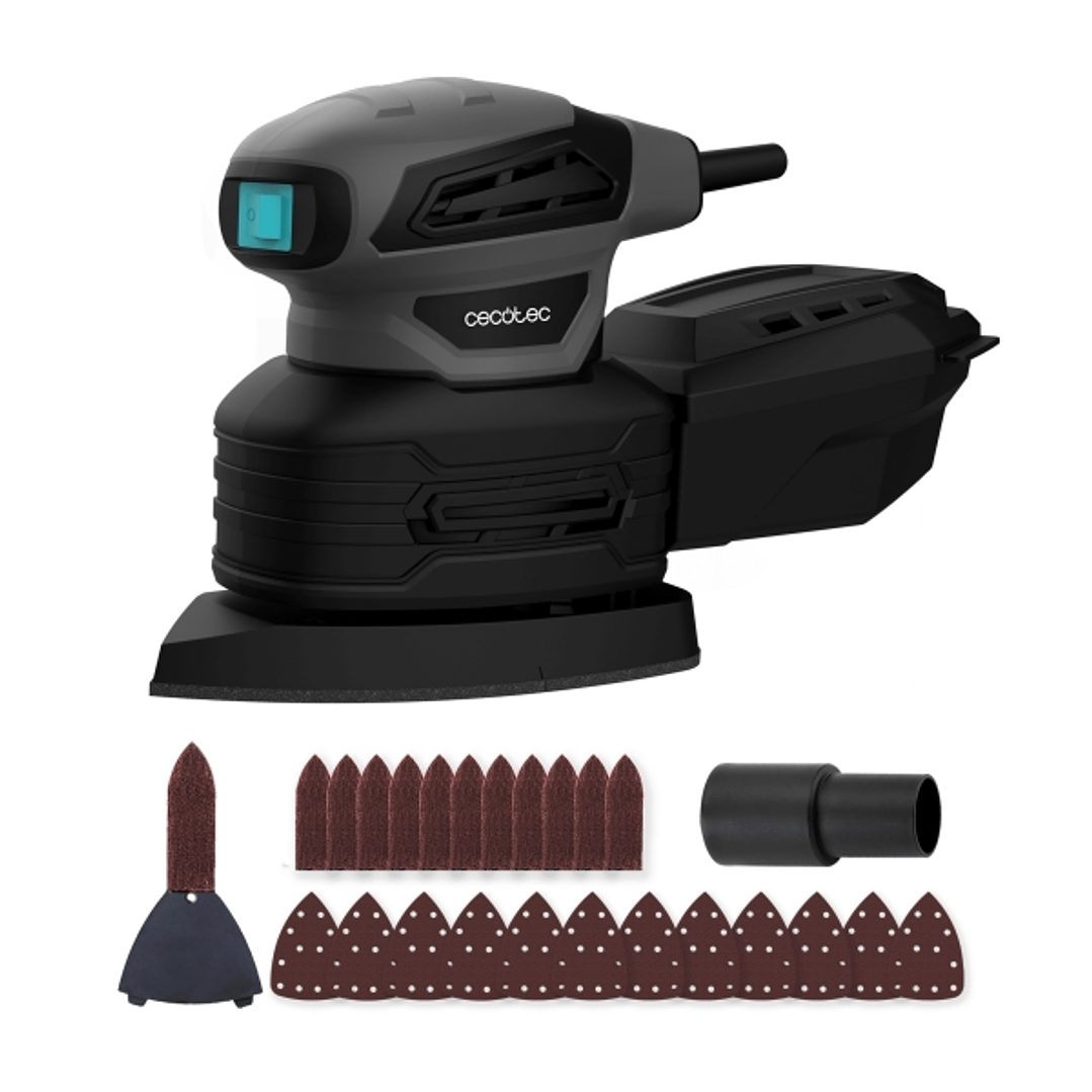 Cecotec PerfectSurface 180 Delta Lijadora Orbital - 180W - 28.000 Vibraciones por Minuto - Cable 3m - Incluye Accesorios - Conector para Aspiradora -  1