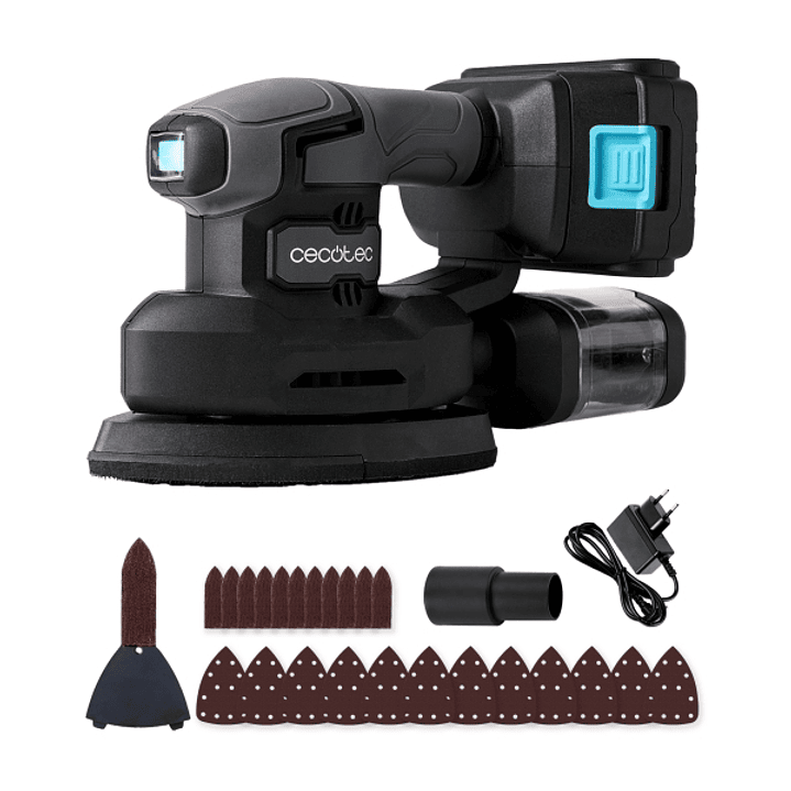 Cecotec PerfectSurface 2120 Delta Lijadora Orbital Inalambrica - Bateria 2.000mAh - 28.000 Vibraciones por Minuto - Incluye Accesorios - Conector para 1