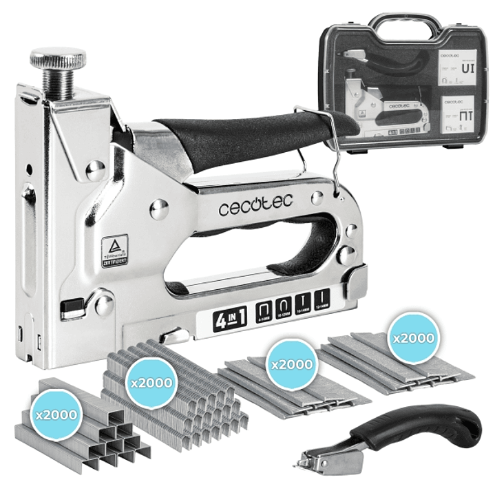 Cecotec FastTacker 4in1 Full Equip Clavadora/Grapadora - Incluye Accesorios - Maletin - Color Acero 1