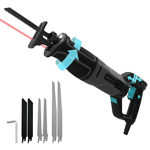 Cecotec Sierra de Sable LongFlex 900 ShockAbsorber Sierra de Sable - 850W - Luz LED y Laser - Corte de 150mm - Recorido 26mm - Mango Rotatorio - Color