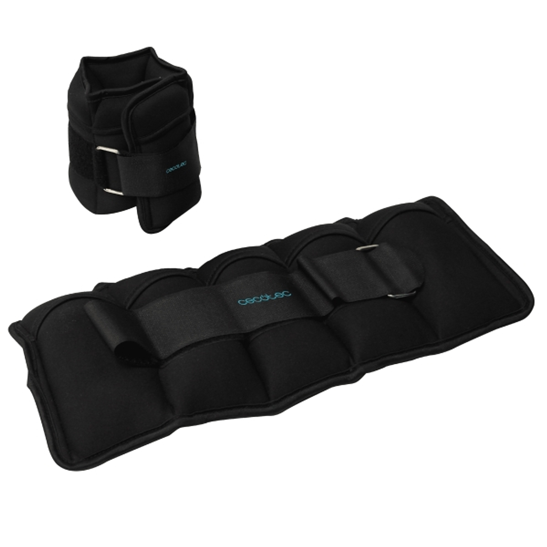 Cecotec Drumfit AnkelBell 2500 Neo Set de 2 Pesas Ajustables con Velcro - Peso Adaptable de 0.5 a 2.5kg - Sacos Individuales de Arena - 37x16x3.5cm -  1