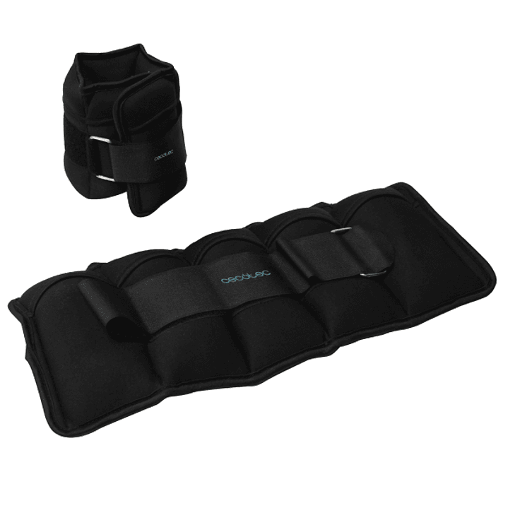 Cecotec Drumfit AnkelBell 2500 Neo Set de 2 Pesas Ajustables con Velcro - Peso Adaptable de 0.5 a 2.5kg - Sacos Individuales de Arena - 37x16x3.5cm -  1