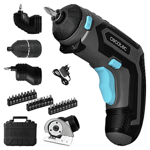Cecotec Atornillador electrico PowerGyro 3500 Total Set Atornillador Inalambrico - Velocidad 200rpm - 4V 1.500mAh - sin Cables - LED - Incluye Accesor