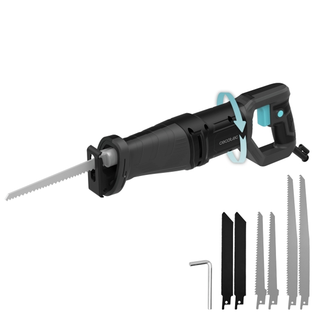 Cecotec Sierra de Sable LongFlex 710 Pro Sierra de Sable - 710W - Corte de 115mm - Recorido 20mm - Incluye 6 Cuchillas - Mango Rotatorio - Color Negro 1