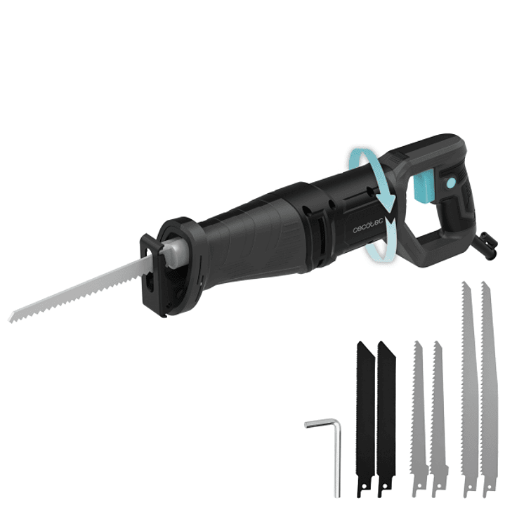 Cecotec Sierra de Sable LongFlex 710 Pro Sierra de Sable - 710W - Corte de 115mm - Recorido 20mm - Incluye 6 Cuchillas - Mango Rotatorio - Color Negro 1