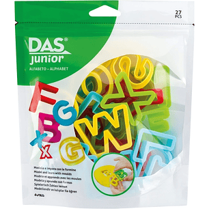 Das Junior Pack con 26 Moldes en Forma de Letra para Plastilina y 1 Rodillo