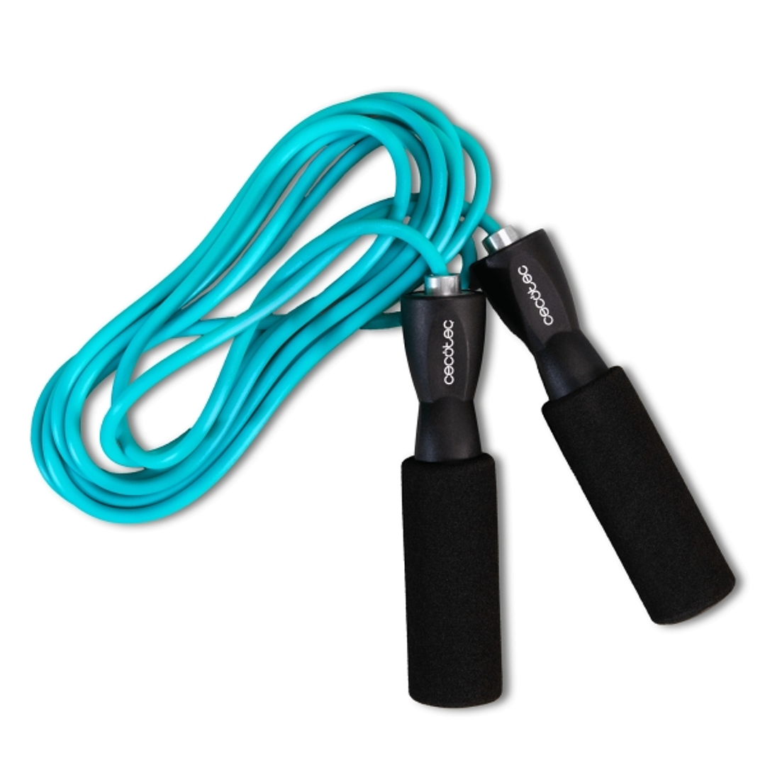 Cecotec DrumFit Jump Rope Comba de PVC - Agarre con Espuma Antideslizante - 295cm de Largo - Color Negro y Azul 1