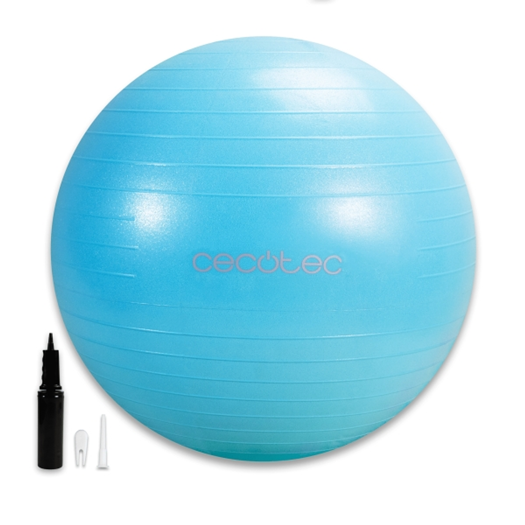 Cecotec DrumFit 65 Fitball Pelota de Fitness - Soporta hasta 200kg - Multifuncion - Antideslizante - PVC - Hinchador - Color Azul 1