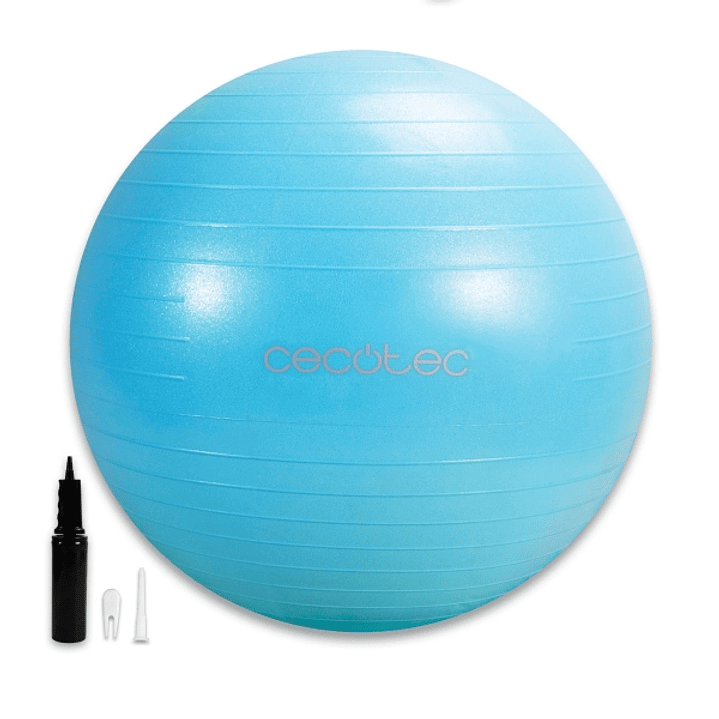 Cecotec DrumFit 65 Fitball Pelota de Fitness - Soporta hasta 200kg - Multifuncion - Antideslizante - PVC - Hinchador - Color Azul 1