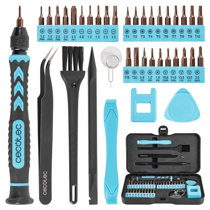 Cecotec PrecissionGyro 100 Set Destornillador de Precision - 39 Piezas - Incluye Accesorios - Color Negro y Azul 1