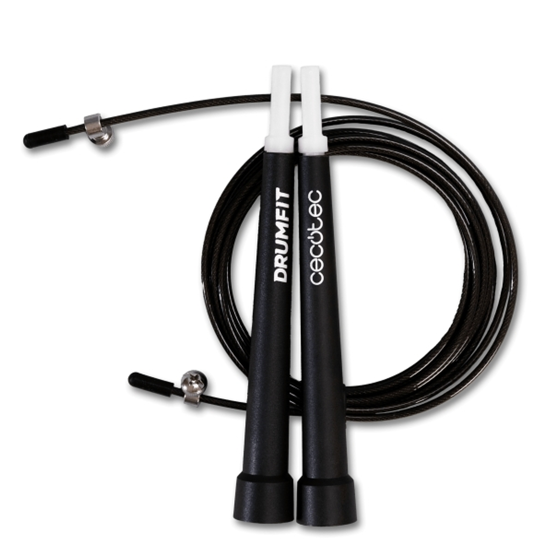 Cecotec DrumFit Speed Rope Comba de Velocidad Profesional - 3 Metros de Largo - Longitud Ajustable - Cuerda de Acero - Color Negro 1
