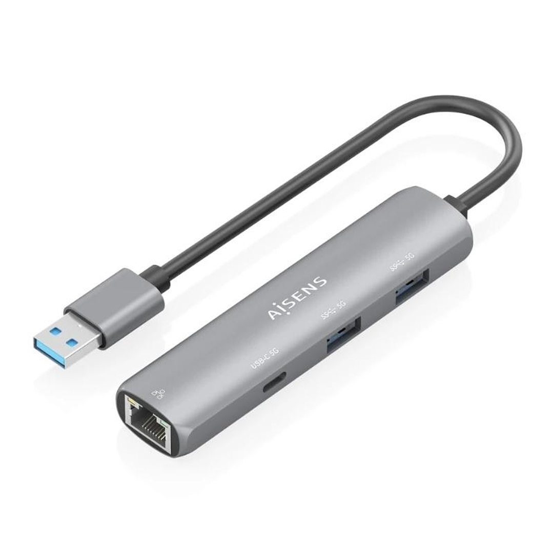 Aisens USB-A 3.0 Dock a RJ45 Hub 1xUSB-C 2xUSB-A 1