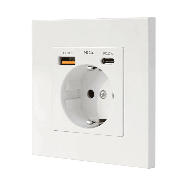 Nanocable Base Pared toma SCHUKO 2USB-C PD20W 1