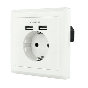 Nanocable Base de enchufe pared schuko+2USB 2.4A