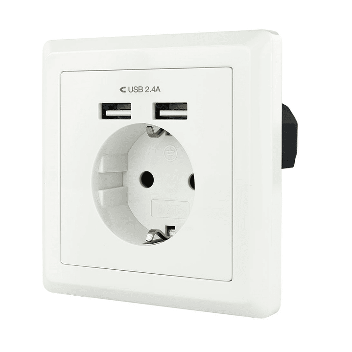 Nanocable Base de enchufe pared schuko+2USB 2.4A 1