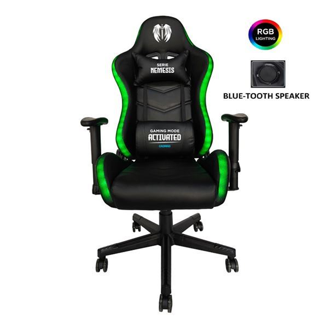 Cromad Serie Nemesis Silla Gaming RGB - Estructura Robusta - Piel Sintetica de Alta Calidad - Altura Regulable con Piston de Gas Clase 2 - Respaldo Re 1