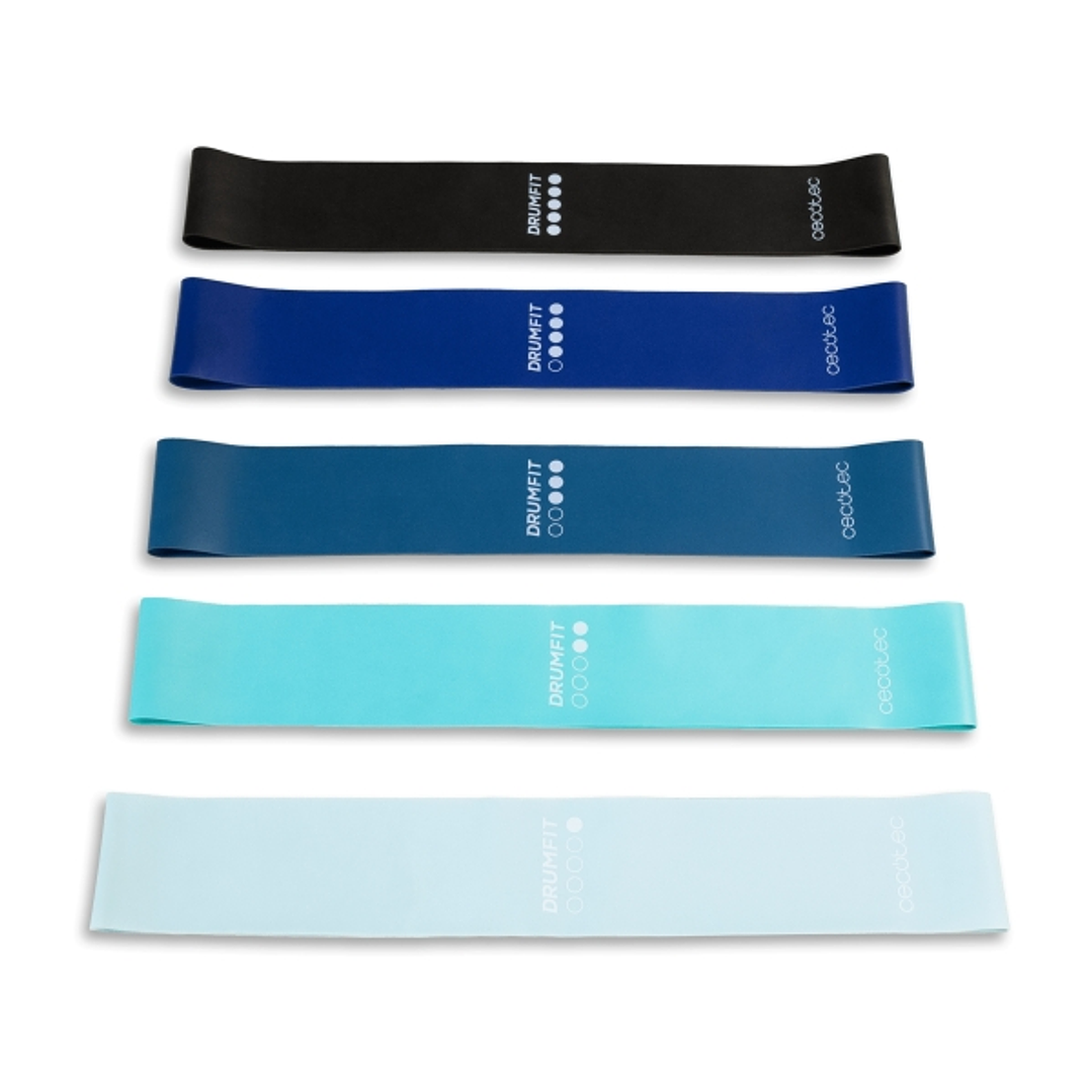 Cecotec DrumFit Resistance Band Set de 5 Bandas Elasticas de 5 a 18kg - Color Surtido 1