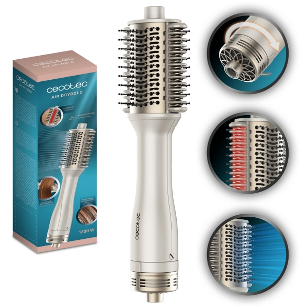 Cecotec Air DryBold Cepillo de Aire - 1200W - Placas Calefactoras - Temperatura Regulable - Revestimiento Ceramico - Generador de Iones - Multifuncion 1
