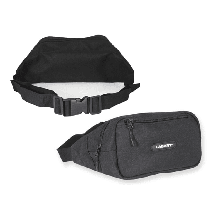 Lagart Riñonera Fabricada en Poliester 900D - Varios Bolsillos - Cinta Ajustable - Medidas 26x15x8cm - Color Negro 1