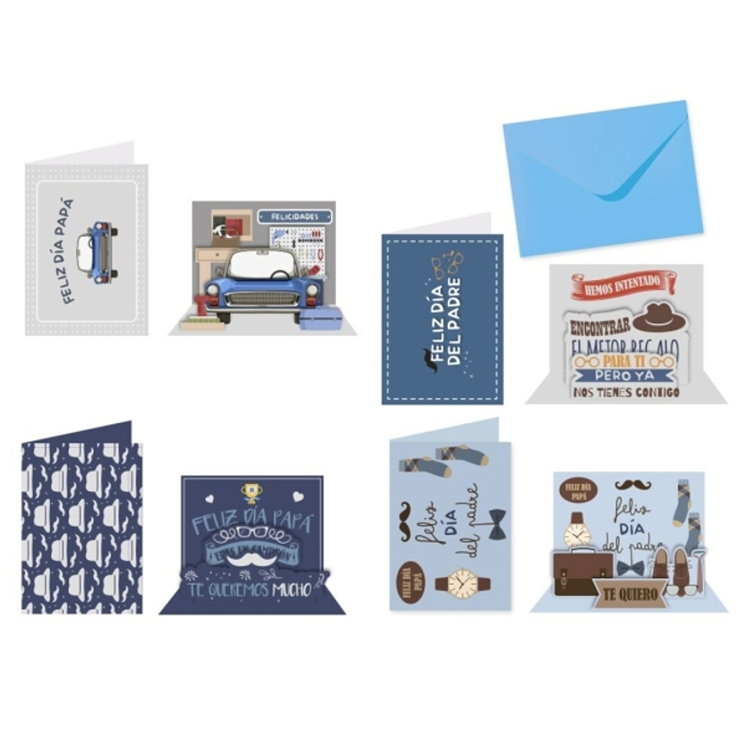 Bismark Pack de 24 Tarjetas de Felicitacion Dia del Padre - Tarjeta Plegada con Sobre Incluido - Medidas Plegada 18x13cm 1