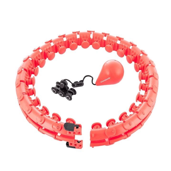 Innovagoods Fittehoop Aro de Fitness Inteligente Ajustable con Peso - Diseño Desmontable - Efecto Masaje 360 Grados - Accesorio de Lastre - Color Negr 1