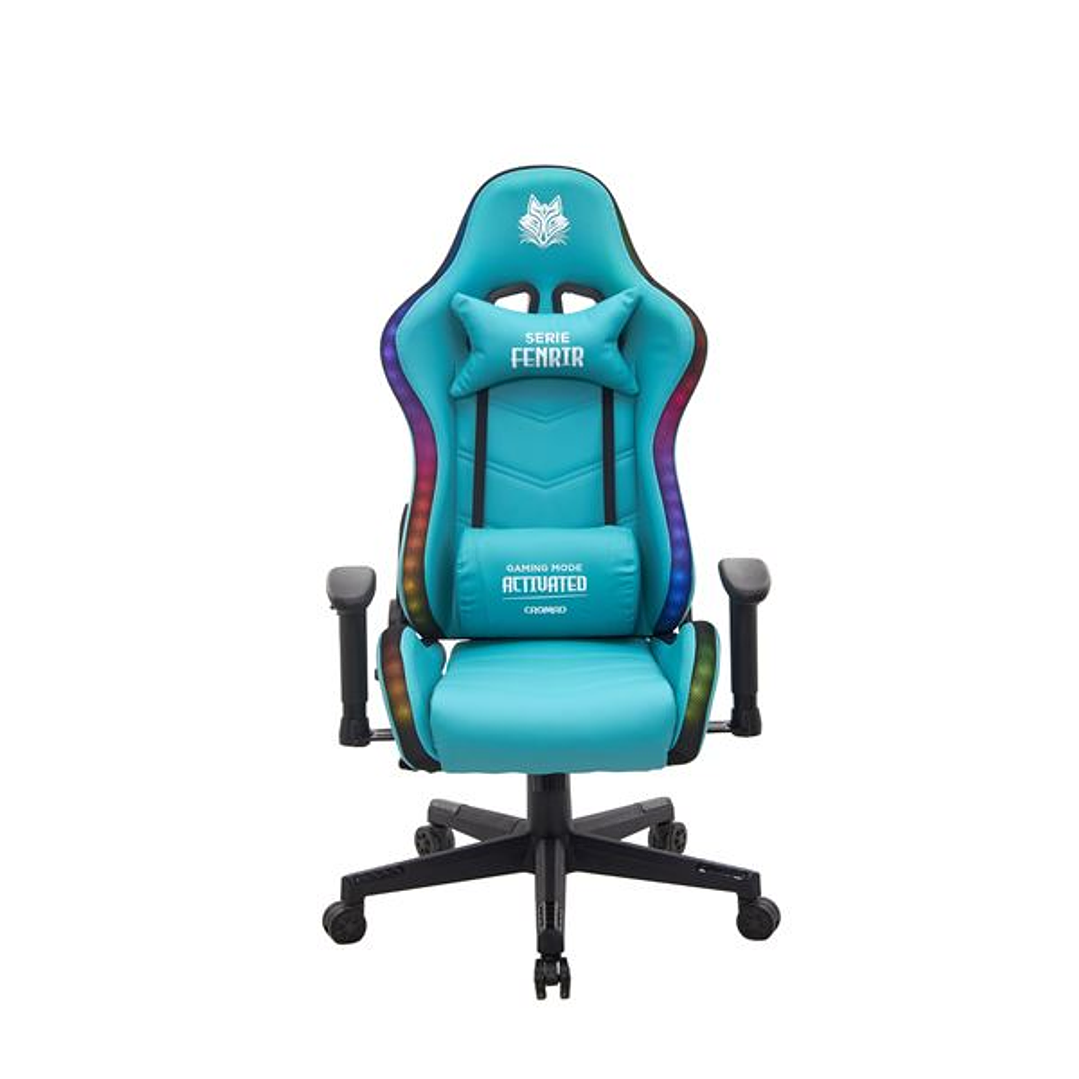 Cromad Serie Fenrir Silla Gaming RGB - Estructura Robusta - Piel Sintetica de Alta Calidad - Altura Regulable con Piston de Gas Clase 2 - Respaldo Rec 1
