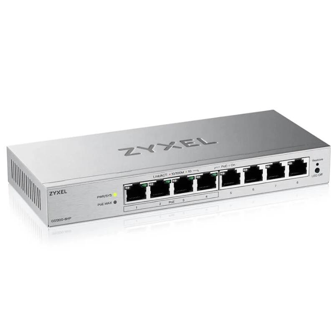ZyXEL GS1200-8HPv3 Switch 8xGb (4xPoE+) 68W 2