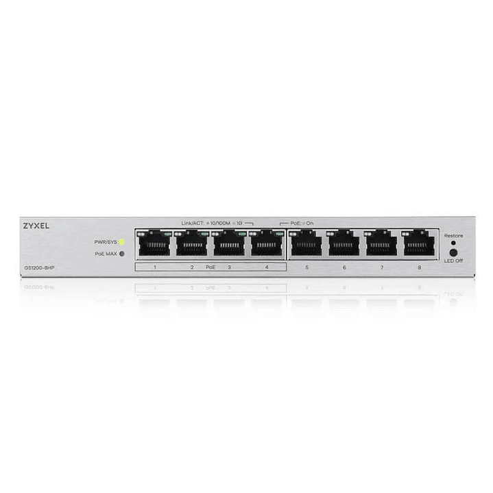 ZyXEL GS1200-8HPv3 Switch 8xGb (4xPoE+) 68W 3
