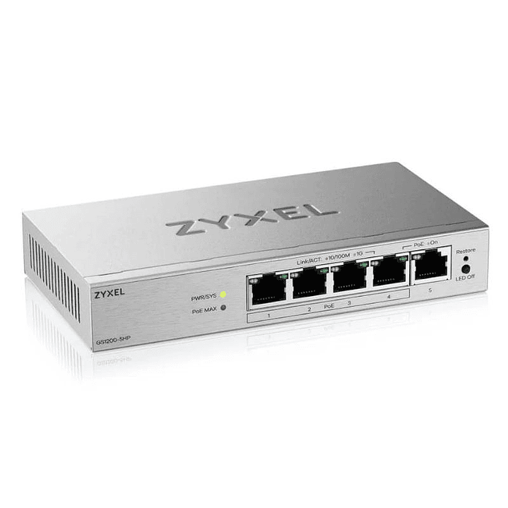 ZyXEL GS1200-5HPv3 Switch 5xGb (4xPoE+) 68W 2