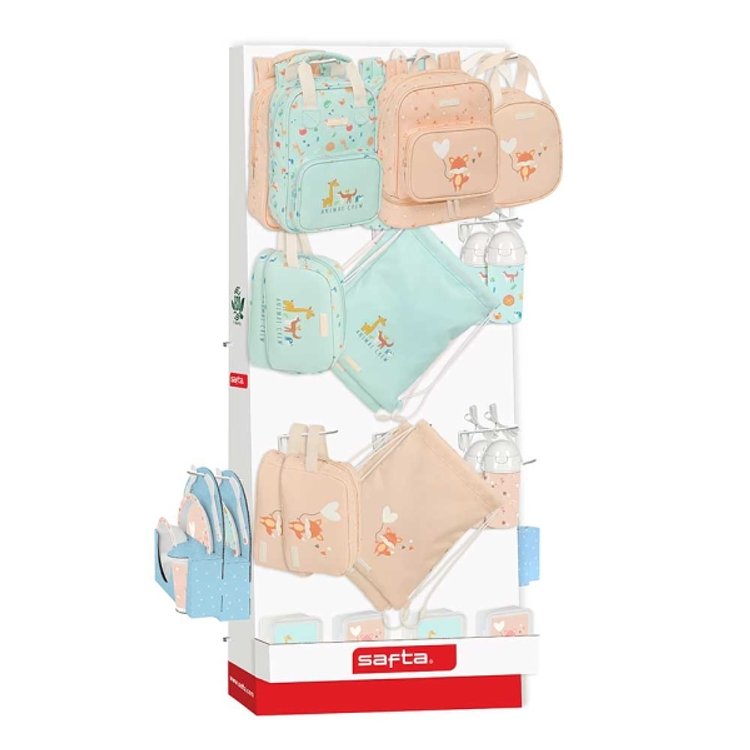 Safta Expositor con 10 Ganchos para Mochilas - Carton Reciclado - Estructura Robusta y Compacta - Facil Acceso a Productos - Presentacion Ordenada - 6 1
