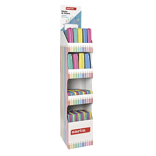 Safta Silicone Glitter Expositor con Portatodos - Carton Resistente - Cuatro Alturas - Modelos Variados de Portatodos - Presentacion Ordenada y Atract