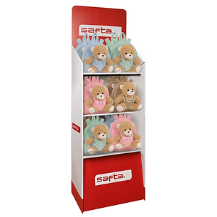 Safta Expositor para Mochilas de Preescolar - Capacidad de 335.40 Litros - Carton Reciclado - Ecologico - 3 Estantes - 600x380x1900mm - Colores Surtid