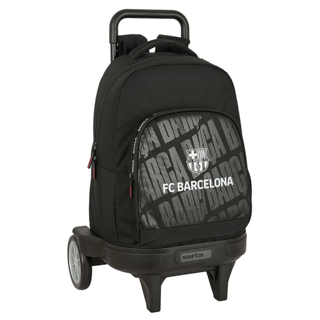 Safta F.C.Barcelona Mochila con Carro - Acolchada y Comoda - Bolsillo Frontal - Ruedas Antivibracion - 330x220x450mm - Color Negro 1