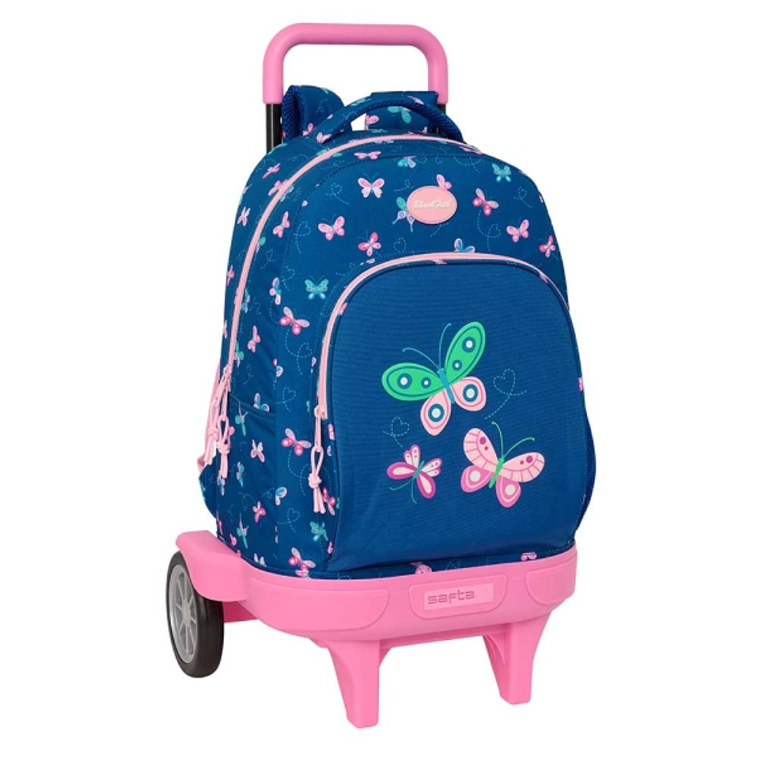Safta Blackfit8 Mariposas Mochila con Carro - Extraible - Portabotellas - Tirador Doble - Hombreras Acolchadas - Tarjeta ID - Ruedas Antivibracion - 3 1