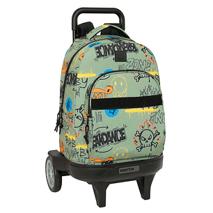 Safta Graffiti Zone Mochila con Carro - Bolsillo Frontal - Ruedas Antivibracion - Asa Acolchada - Sistema de Bloqueo - 33L - 330x220x450mm - Color Ver